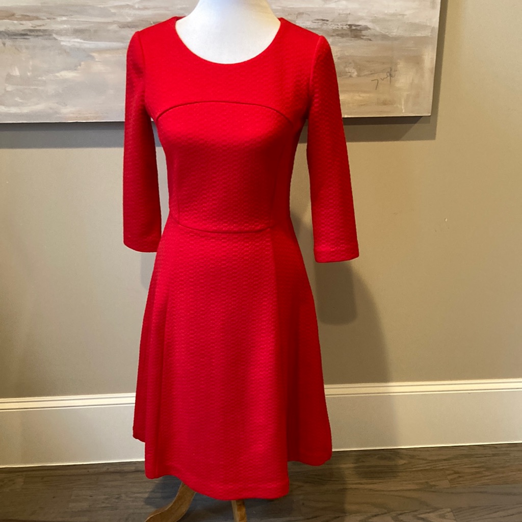 Boden Feminine Red Textured Dress